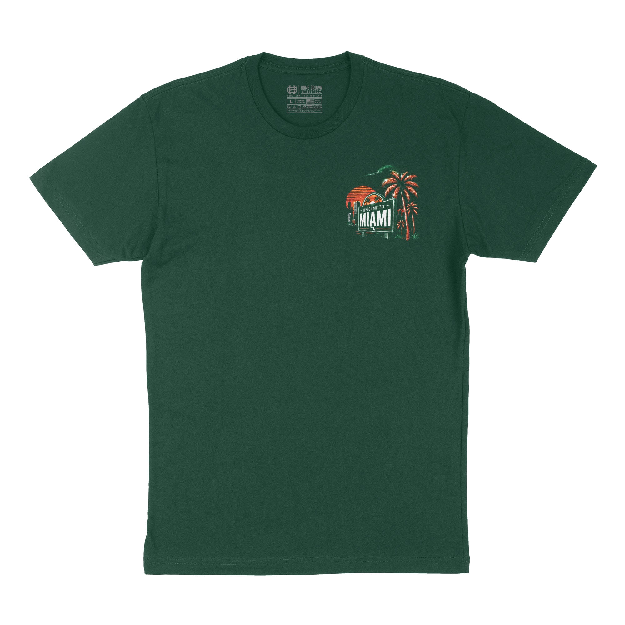 Welcome To Miami Tee, Forest Green